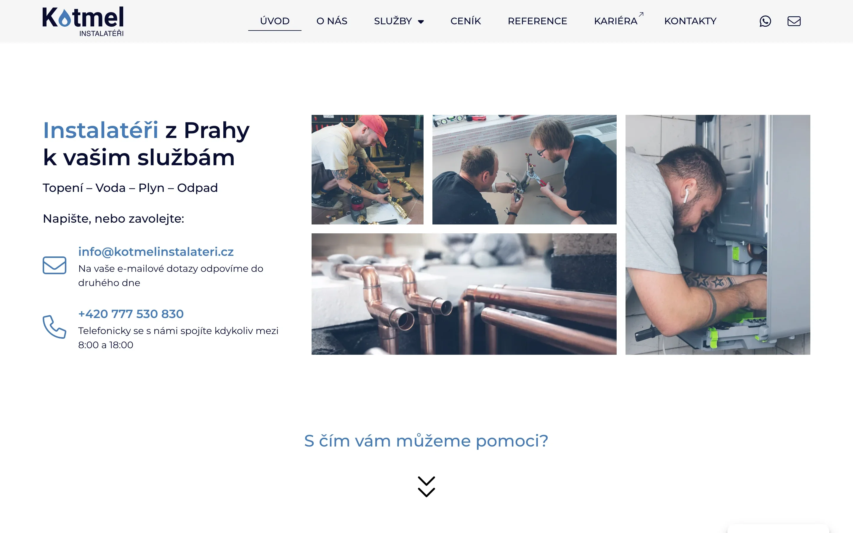 Kotmel Instalatéři — before redesign